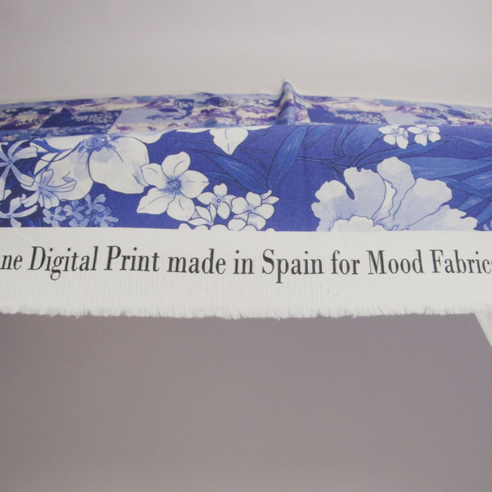 Stretch Cotton Sateen - Purple Floral Patchwork - Periwinkle Patch Print - Mood Exclusive Indigo Collection - Image 6 of 7