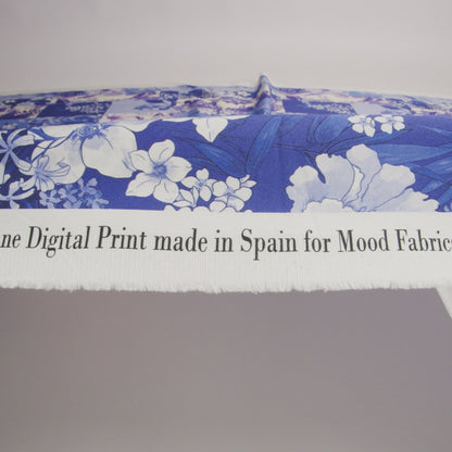 Stretch Cotton Sateen - Purple Floral Patchwork - Periwinkle Patch Print - Mood Exclusive Indigo Collection