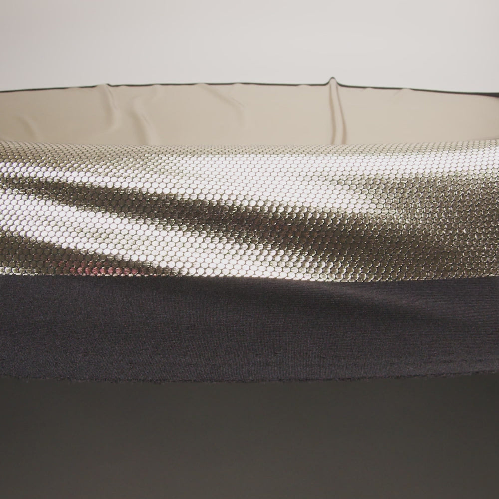 White Gold Dense Polka Dots Foiled Stretch Polyester Knit - Image 6 of 7