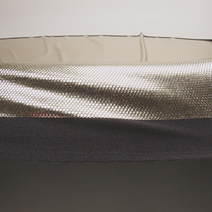 White Gold Dense Polka Dots Foiled Stretch Polyester Knit