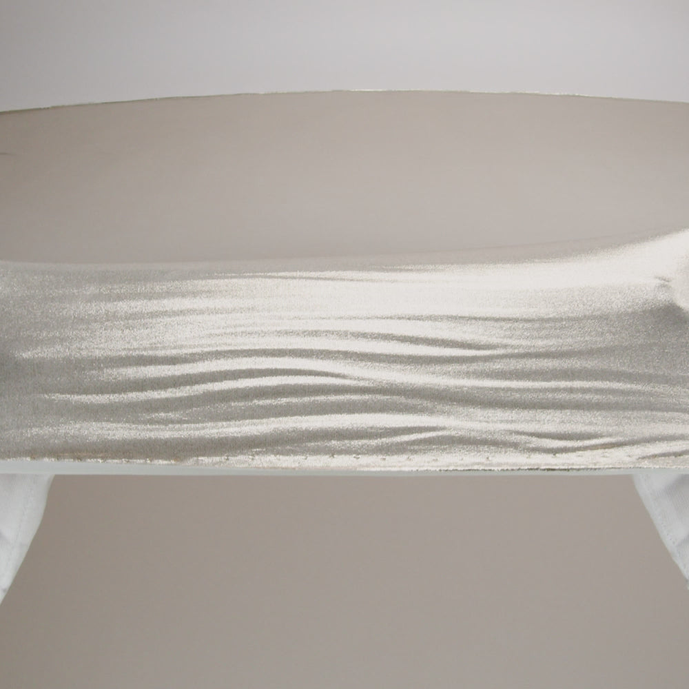 Polyester Interlock Knit with Gold Foiling - Pale Gray - Oriana Collection - Image 6 of 7