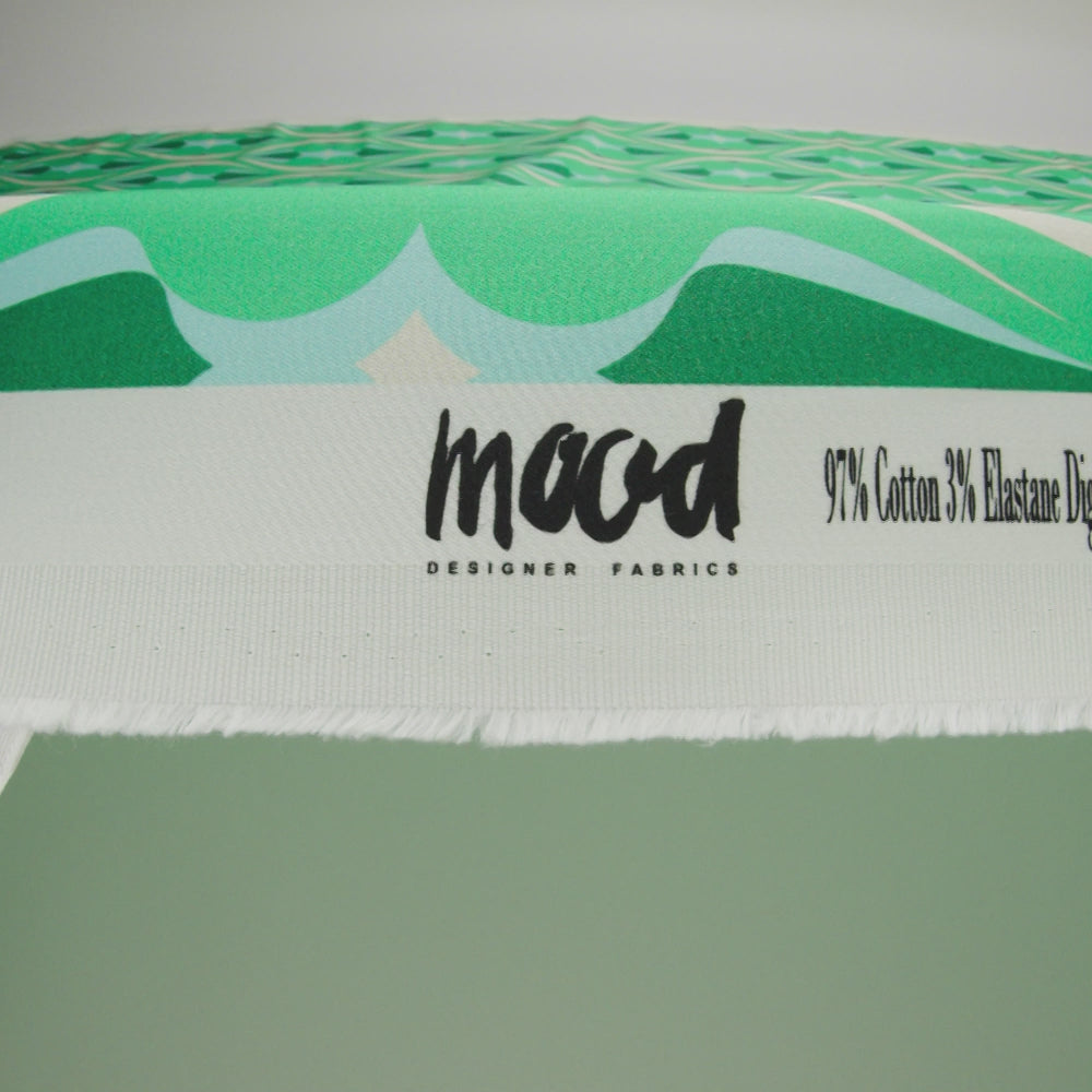 Stretch Cotton Sateen - Green Ogees - Owl Eyes Print - Mood Exclusive Groove Collection - Image 6 of 7