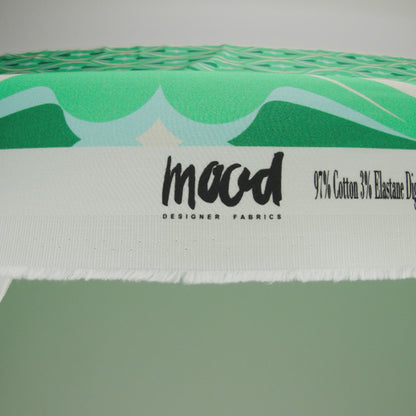 Stretch Cotton Sateen - Green Ogees - Owl Eyes Print - Mood Exclusive Groove Collection