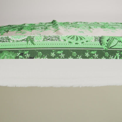 Stretch Cotton Sateen - Kelly Green Floral Stripes - Mood Exclusive Palazzo dei Fiori Print