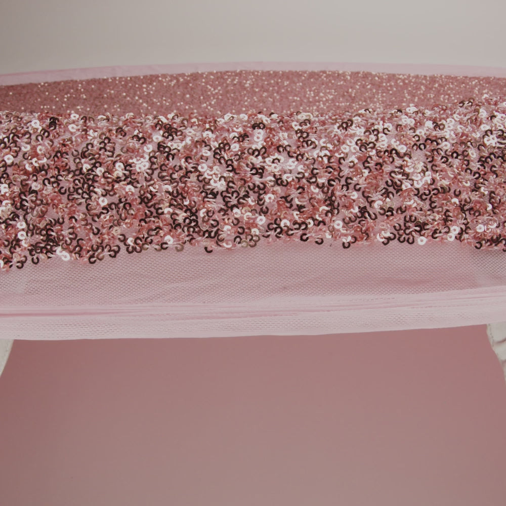 Recycled Polyester All-Over Circular Baby Sequins on Stretch Mesh - Pink - Divine Collection - Image 6 of 6