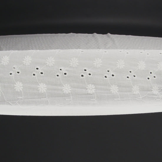 Embroidered Eyelet Cotton Voile - White Little Flowers on Vines - Naomi Collection - Image 6 of 7