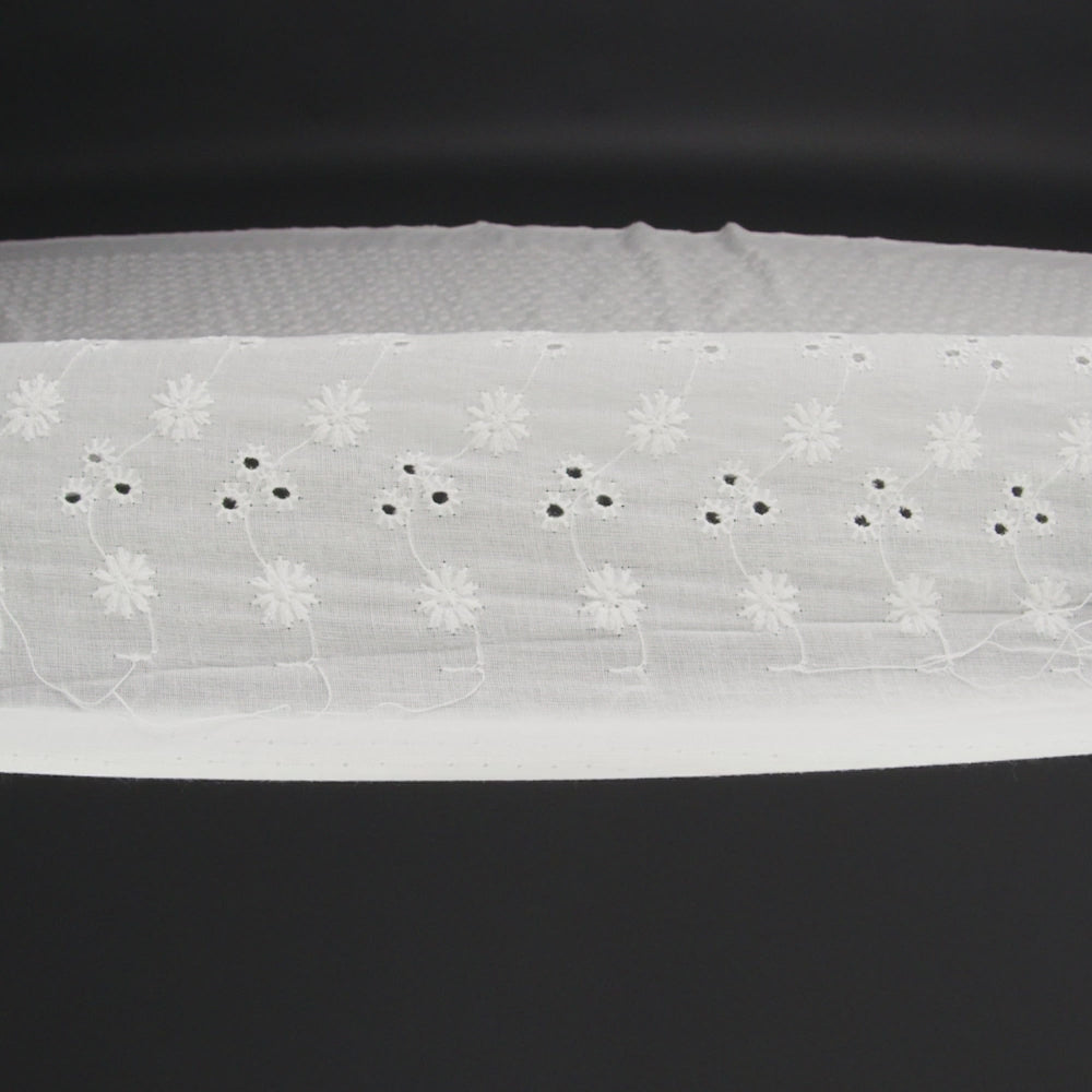 Embroidered Eyelet Cotton Voile - White Little Flowers on Vines - Naomi Collection - Image 6 of 7