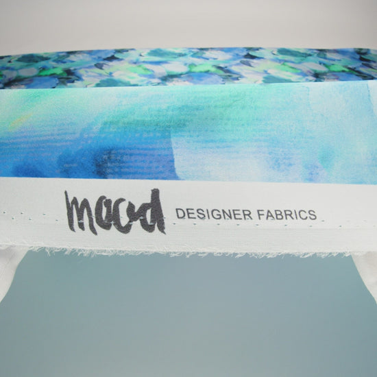 Silk Charmeuse Print 16MM, Made in Italy - Blue, Green and Light Purple Watercolor Flowers - Image 6 of 6