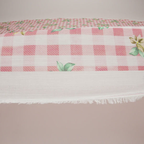 Crinkled Cotton Gauzy Woven - Pink, White and Yellow Flowers on Gingham - Mood Exclusive Picnic Petals Print - Image 6 of 6