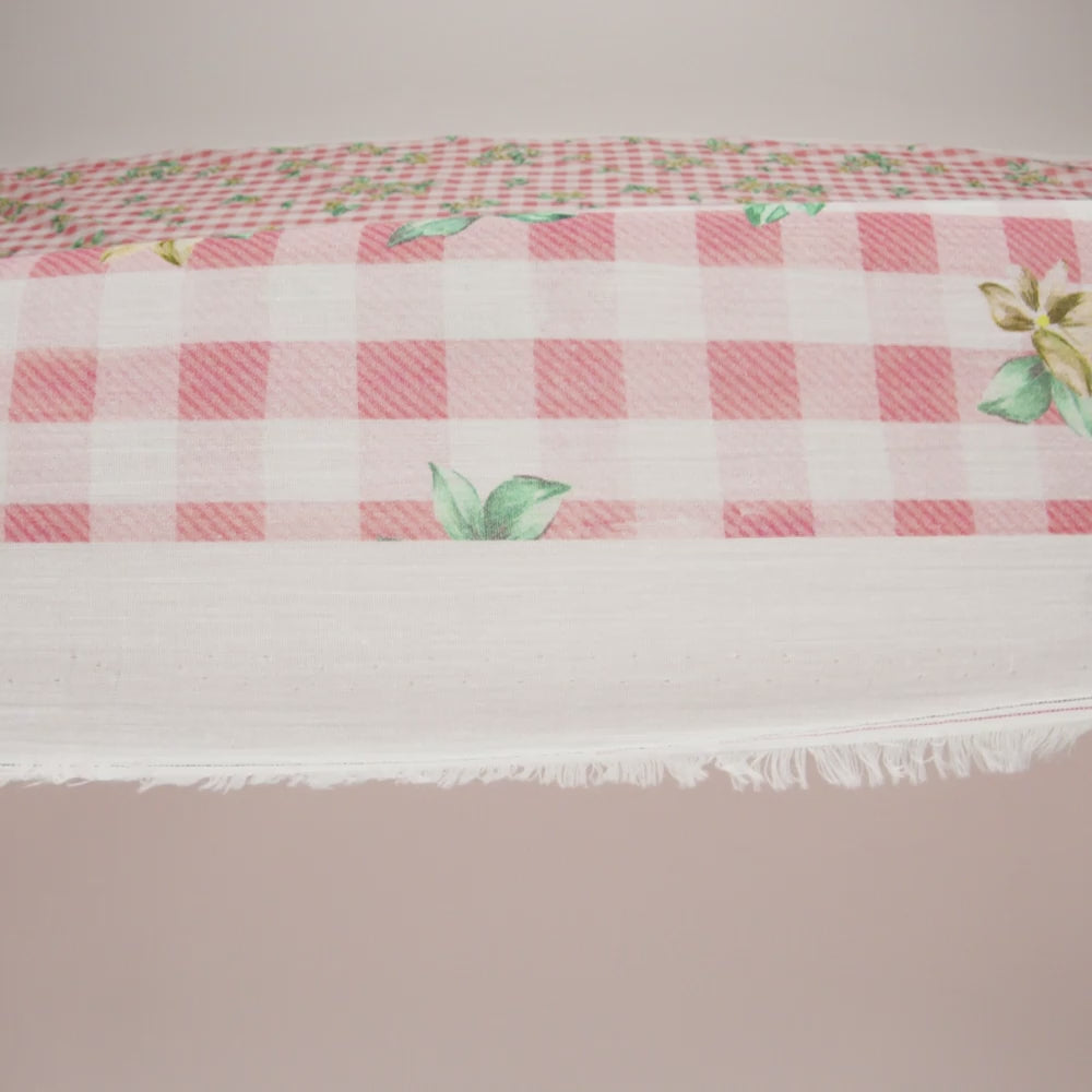 Crinkled Cotton Gauzy Woven - Pink, White and Yellow Flowers on Gingham - Mood Exclusive Picnic Petals Print - Image 6 of 6