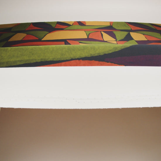 Polyester Satin - Olive Green, Aubergine and Mustard Abstract Shapes - Mood Exclusive Terra Mosaic Print - Image 6 of 6