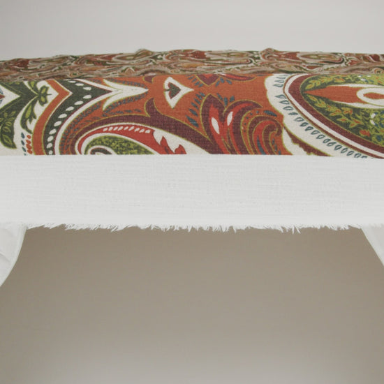 Slubbed Gauzy Cotton Woven - Cream, Forest Green and Burnt Orange Paisley - Mood Exclusive Secret Garden Scrolls Print - Image 6 of 6
