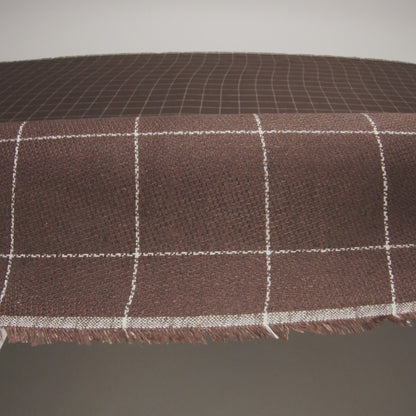 Linen Twill - Chocolate Brown and White Windowpane Check