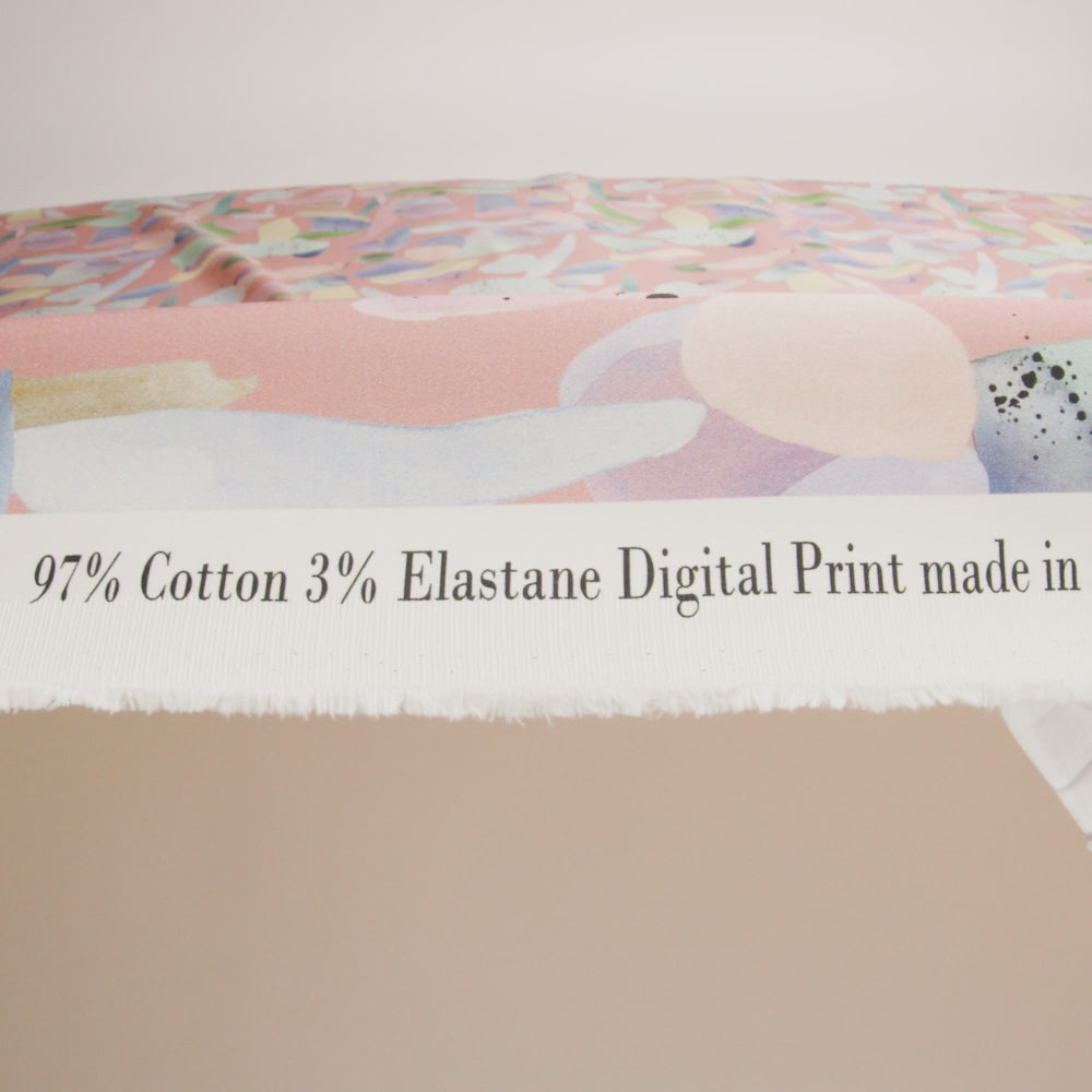 Stretch Cotton Sateen - Pink and Multicolor Abstract Spots - Dappled Duende Print - Mood Exclusive Avenable Collection - Image 5 of 5