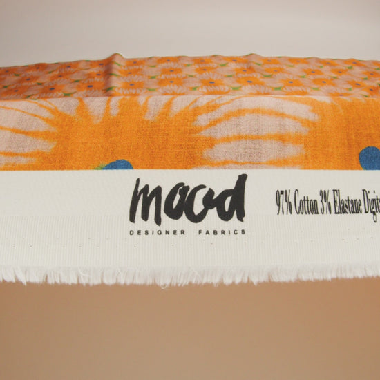 Stretch Cotton Sateen - Orange Floral Grid - Marigold Spritz Print - Mood Exclusive Marigold Collection - Image 6 of 7