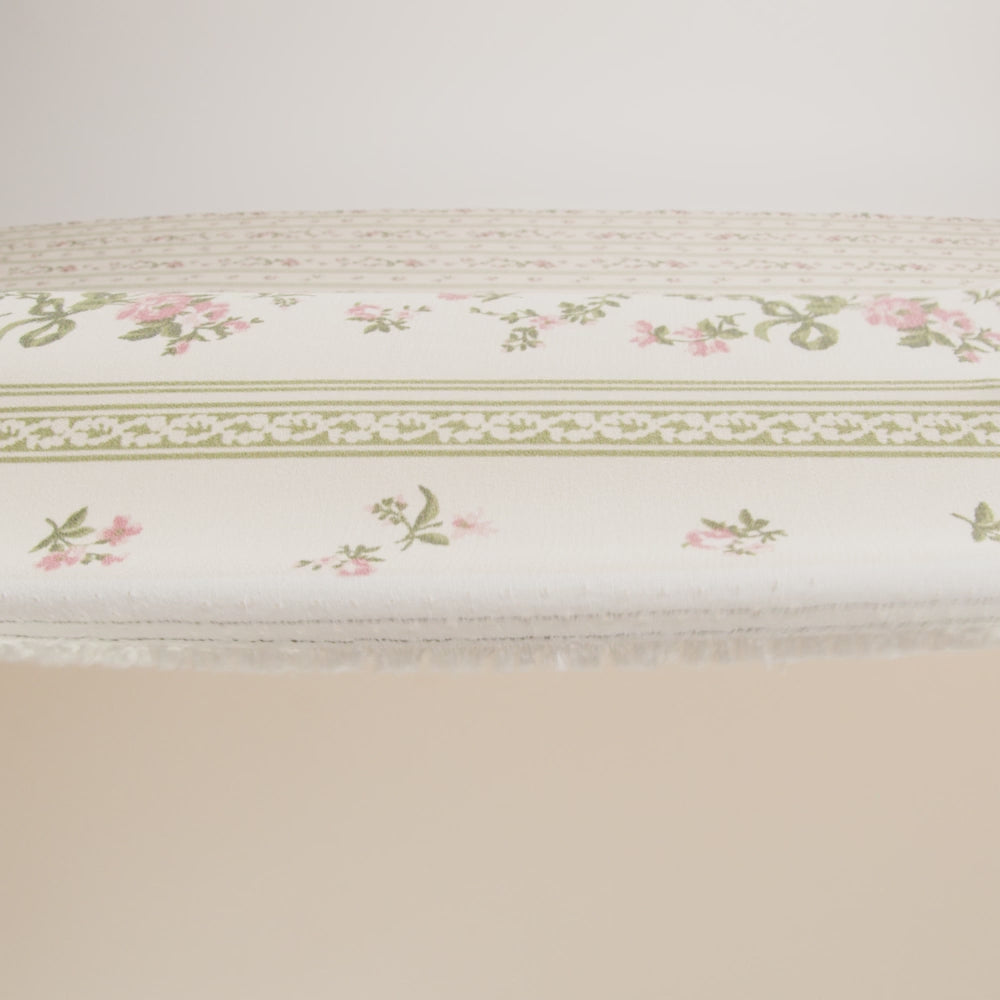 Sustainable Viscose Crepe Print - Dusty Pink and Moss Green Antique Floral and Stripes - Designer Deadstock - Image 6 of 6