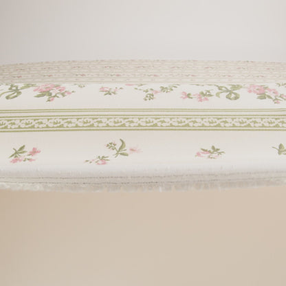 Sustainable Viscose Crepe Print - Dusty Pink and Moss Green Antique Floral and Stripes - Designer Deadstock