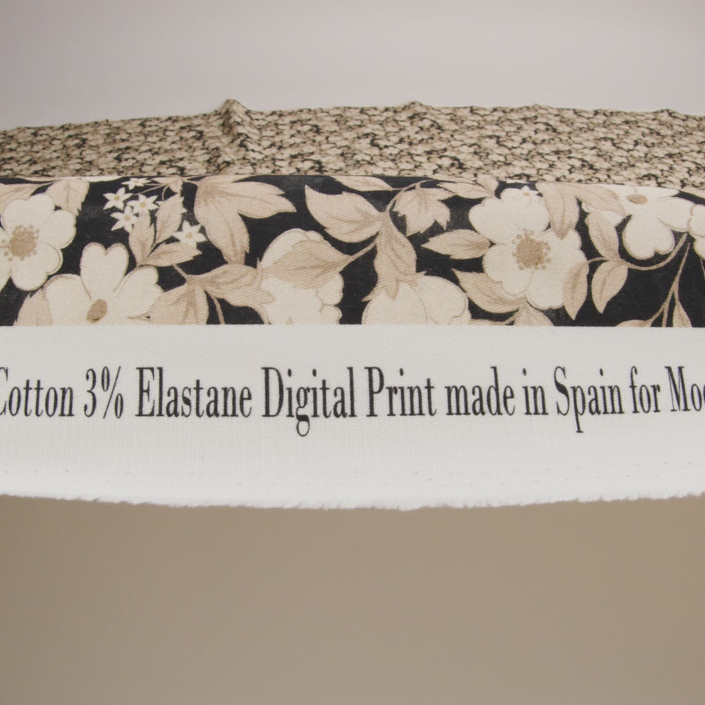Brushed Stretch Cotton Twill Print - Black and Cream Floral - Mood Exclusive Moon-Calm Meeting - Image 6 of 6
