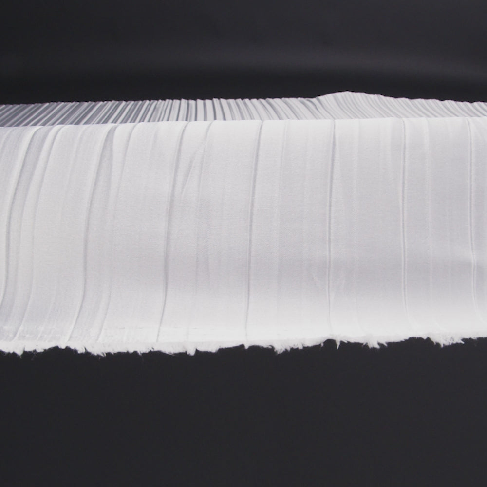 Pleated Stretch Satin - White - Andreas Collection - Image 5 of 5