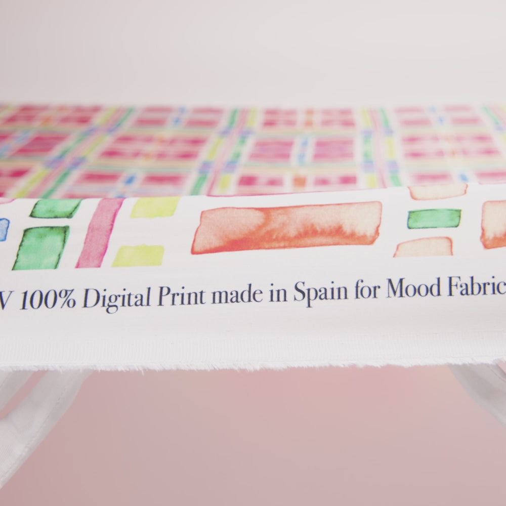 Rayon Challis - Rainbow Watercolor Plaid - Jujube Jubilee Print - Mood Exclusive Sugar Collection - Image 5 of 6