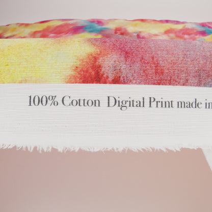 Slubbed Gauzy Cotton Woven - Coral Red, Yellow and Blue Bold Tie Dye - Mood Exclusive Dyed Delights Print