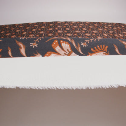 Stretch Cotton Twill - Black and Orange Floral - Watching the Fire Print - Mood Exclusive Rockland Collection