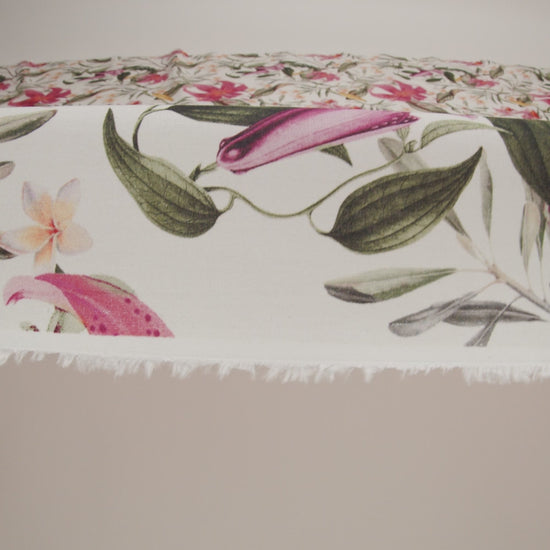 Mercerized Organic Egyptian Cotton Voile - Green, Pink and White Tropical Flowers - Toulouse Collection - Image 6 of 7