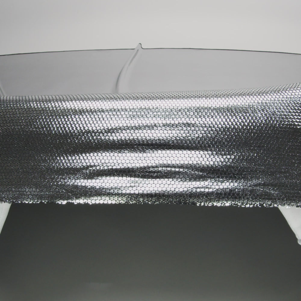 Silver Dense Polka Dots Foiled Stretch Polyester Knit - Image 6 of 7