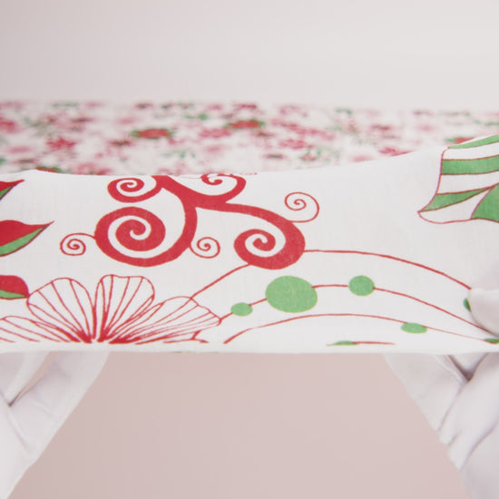 Red, Green and White Christmas-Spirited Floral Cotton Jersey - Image 5 of 5