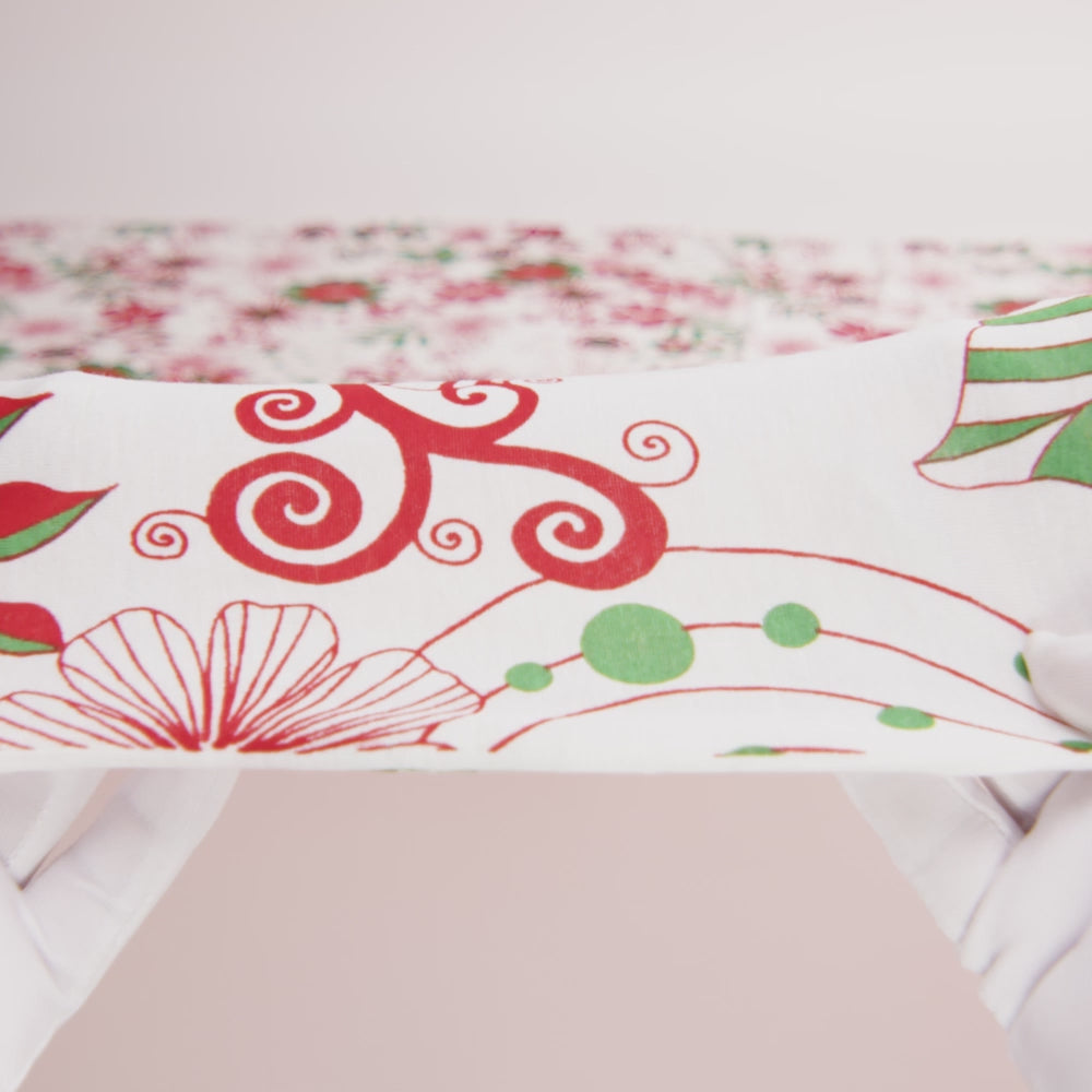 Red, Green and White Christmas-Spirited Floral Cotton Jersey - Image 5 of 5