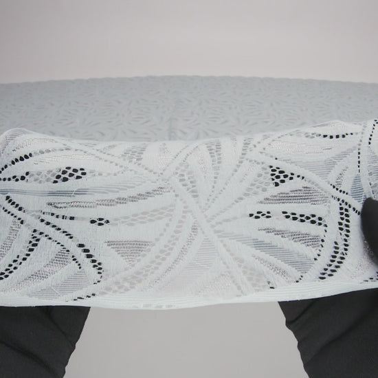 Stretch Raschel Lace with Finished Edges - Silver Flying Fans - Image 6 of 6