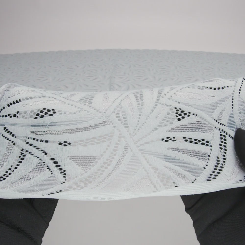 Stretch Raschel Lace with Finished Edges - Silver Flying Fans - Image 6 of 6