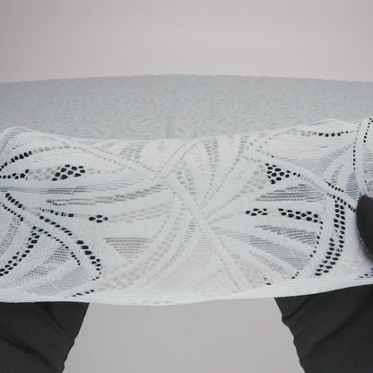 Stretch Raschel Lace with Finished Edges - Silver Flying Fans
