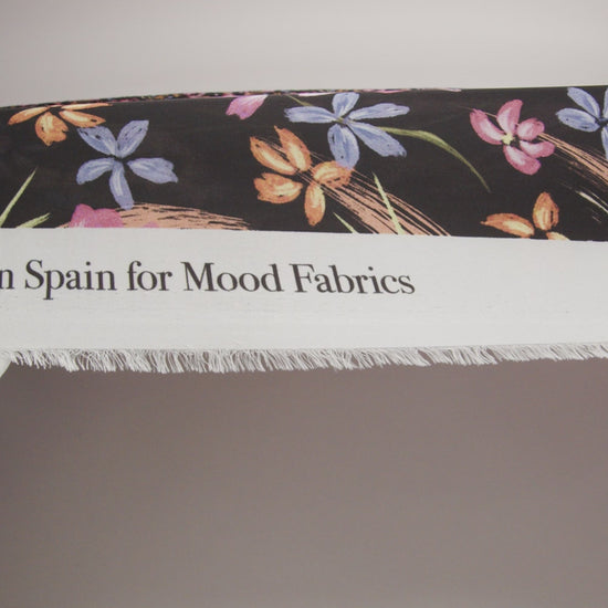 Polyester Charmeuse Print - Black, Pink and Blue Floral - Mood Exclusive In the Wind - Image 5 of 5