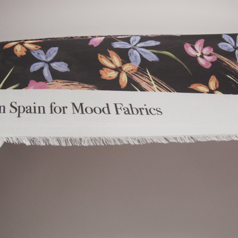 Polyester Charmeuse Print - Black, Pink and Blue Floral - Mood Exclusive In the Wind - Image 5 of 5