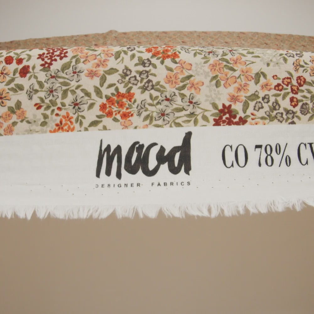 Cotton and Viscose Striped Seersucker - Gray, Burgundy and Olive Little Flowers - Mood Exclusive Sunny Sprouts Print - Image 6 of 6