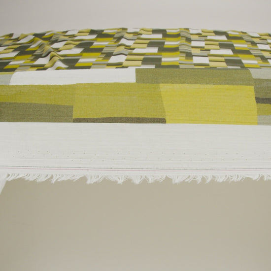Slubbed Gauzy Cotton Woven - Golden Olive, Light Yellow and Dark Olive Green Blocks - Mood Exclusive Geode Geometry Print - Image 6 of 6