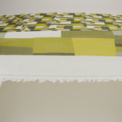 Slubbed Gauzy Cotton Woven - Golden Olive, Light Yellow and Dark Olive Green Blocks - Mood Exclusive Geode Geometry Print