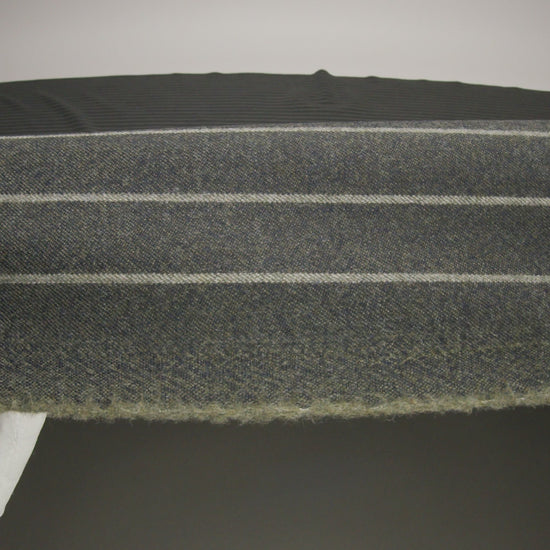 Stretch Virgin Wool Twill Suiting Made in Italy - Dark Green and White Chalk Stripes - Image 6 of 6