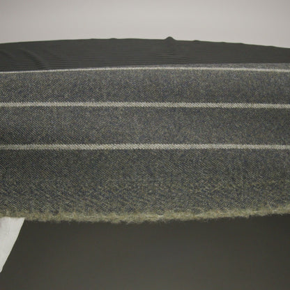 Stretch Virgin Wool Twill Suiting Made in Italy - Dark Green and White Chalk Stripes