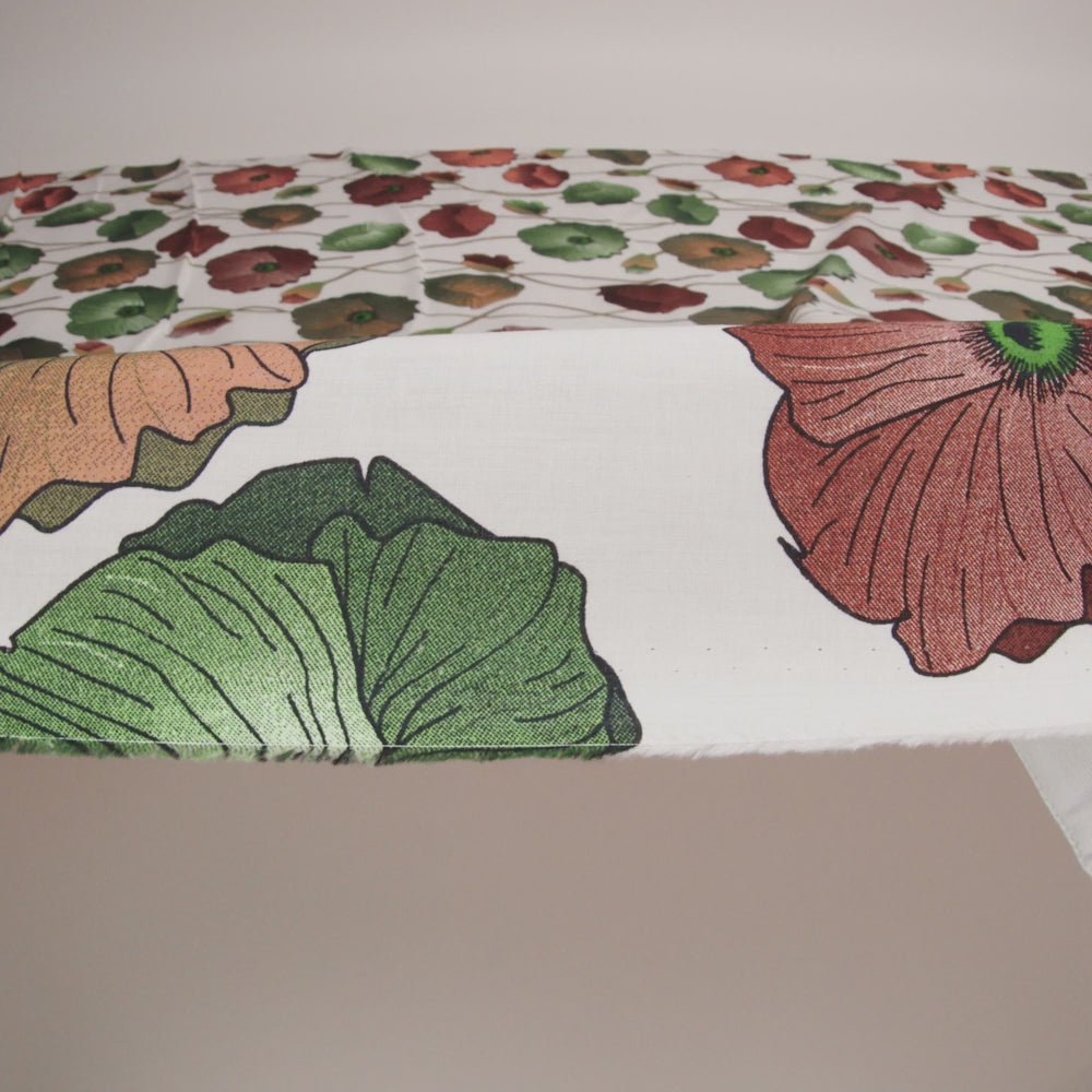 Red, Green and Brown Big Poppies Cotton Lawn - Image 6 of 7
