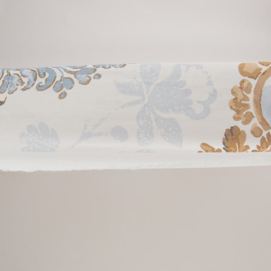 Viscose Georgette Print - Antique Gold, Marble Blue and Off White Floral Damask - Designer Deadstock - Image 6 of 6