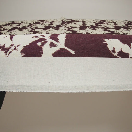 Linen and Rayon Woven - Grape Wine and Off White Ikat-Inspired Floral Silhouettes - Mood Exclusive Summer Sketches Print - Image 6 of 6