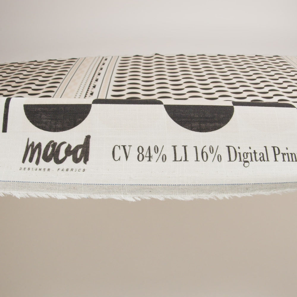 Viscose and Linen Woven Panel Print - Black and White Split Circles - Mood Exclusive Circle Back - Image 6 of 6
