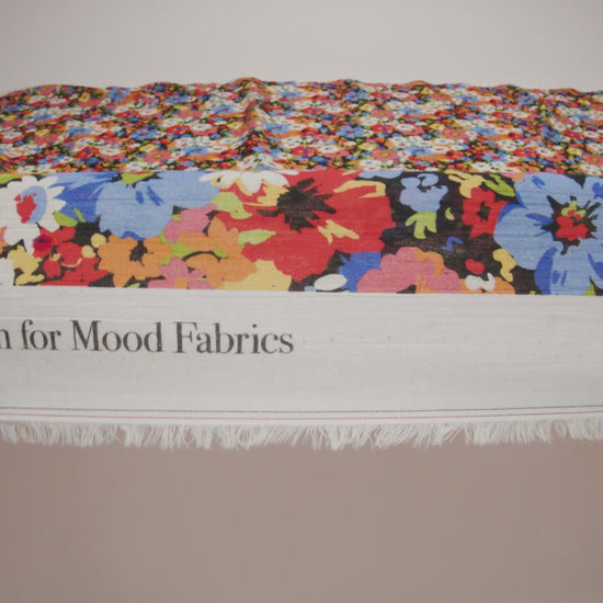 Crinkled Cotton Gauzy Woven - Red, Blue and Orange Bright Flowers - Mood Exclusive Petal Parade Print - Image 6 of 6