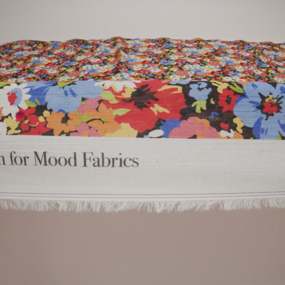 Crinkled Cotton Gauzy Woven - Red, Blue and Orange Bright Flowers - Mood Exclusive Petal Parade Print - Image 6 of 6