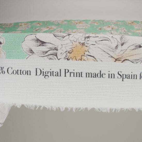 Slubbed Gauzy Cotton Woven - Mint Green, Golden Yellow and Off White Floral - Mood Exclusive Color Me Chrysanthemum Print - Image 6 of 6