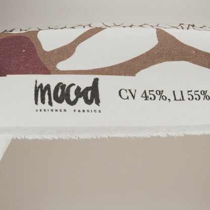 Linen and Rayon Woven - Brown, Cream and Burgundy Abstract Daisies - Mood Exclusive Dilly-Dally Daisies Print