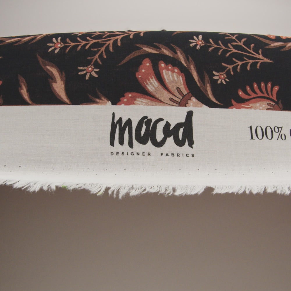 Cotton Voile - Black and Orange Floral - Watching the Fire Print - Mood Exclusive Rockland Collection - Image 6 of 7