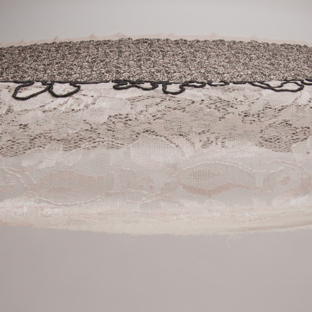 Peach Floral Chantilly Lace with Black Abstract Cording - Image 5 of 5